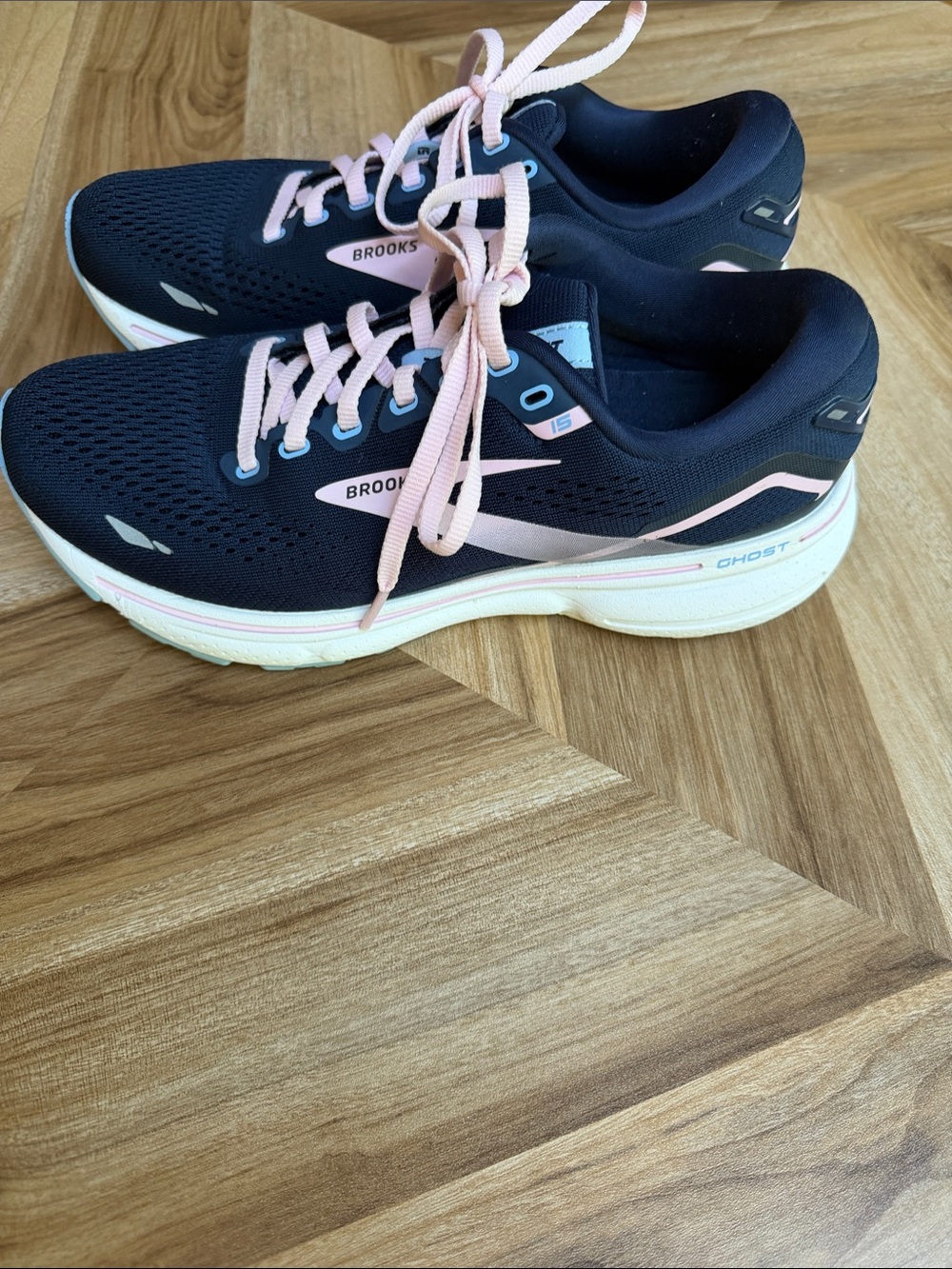 Brooks Ghost 15 Navy and Pale Pink Running Shoes